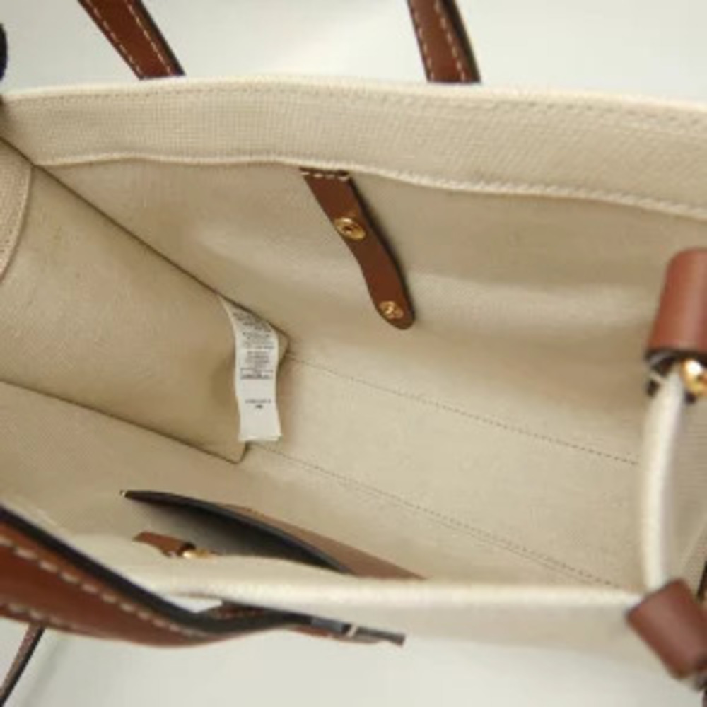 BURBERRY Freya Tote Bag Canvas Leather Tan - Picture 8 of 9